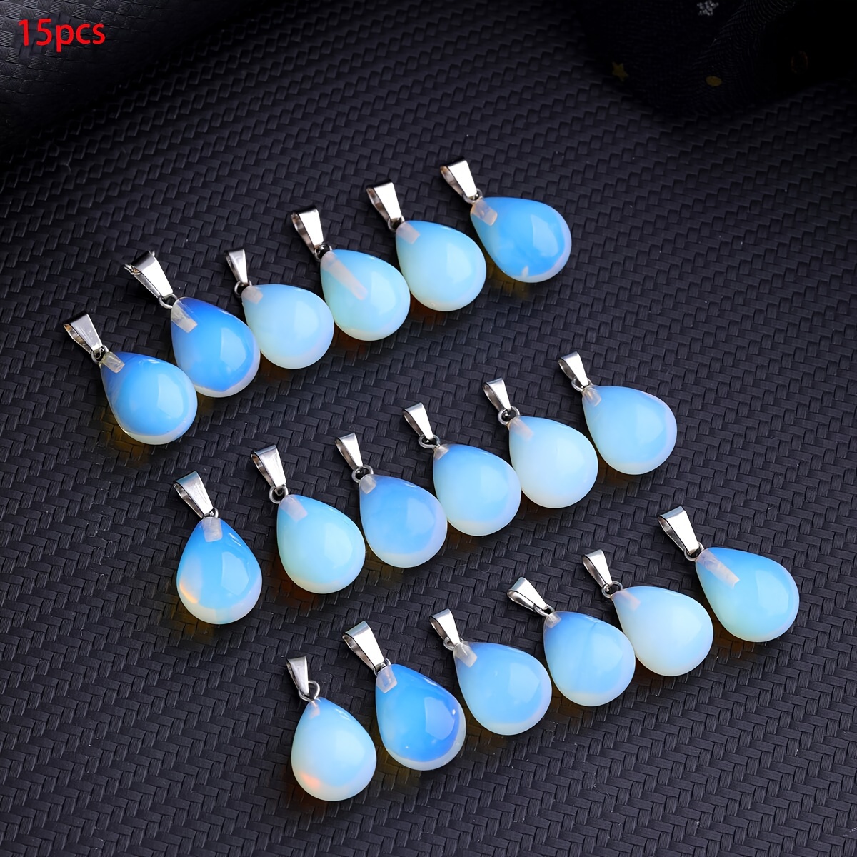 1/8/15pcs Opal Teardrop Beads Synthetic Crystal Necklace Pendant For Men And Women Diy Crystal & Necklace Charm Making Valentine's Day Gift, Elegant Bead Design, Metallic Loop Attachment