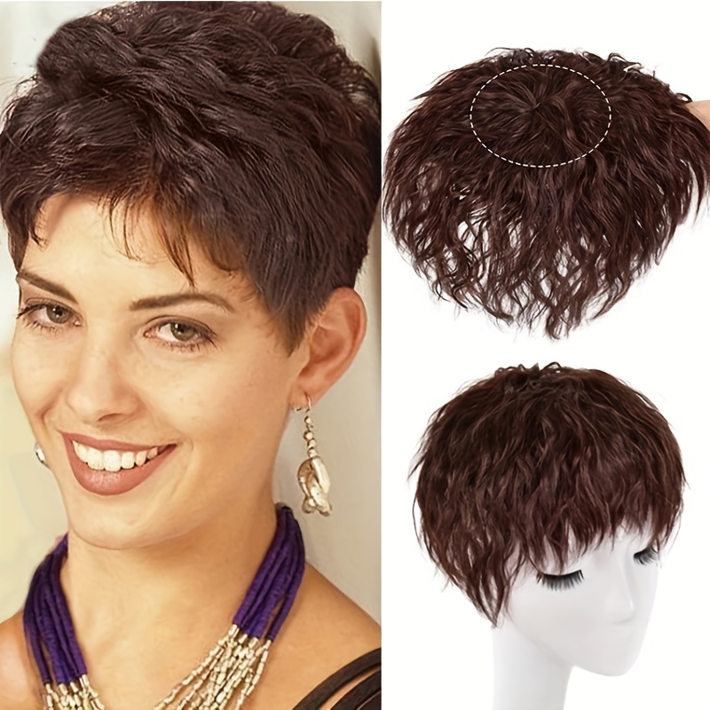 Short Curly Wavy Hair Toppers Patch Clip In Hair Pieces - Temu