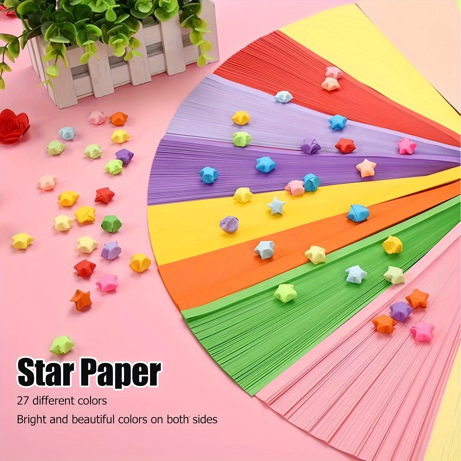 Mity rain 540PCS Star Paper Strips, 7 Solid Colors Origami Star Paper  Strips, Lucky Star Paper Strips for Stress Relive/Hands-on  Ability/Decorations