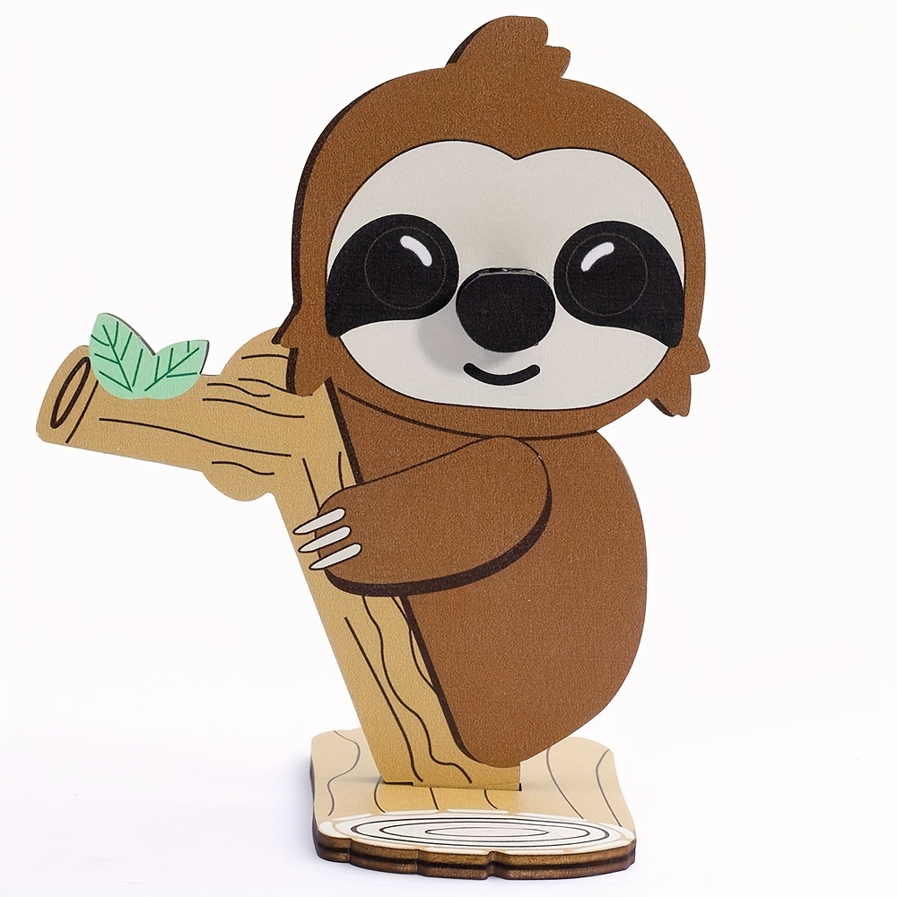   wooden sloth eyeglass stand cute cartoon animal fashion glasses holder for home office decor perfect christmas or new year gift details 0