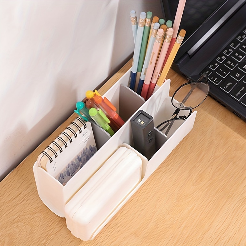 Organizador de bolígrafos cosméticos de escritorio, organizador de  escritorio acrílico transparente, elegante y versátil, suministros  escolares - AliExpress