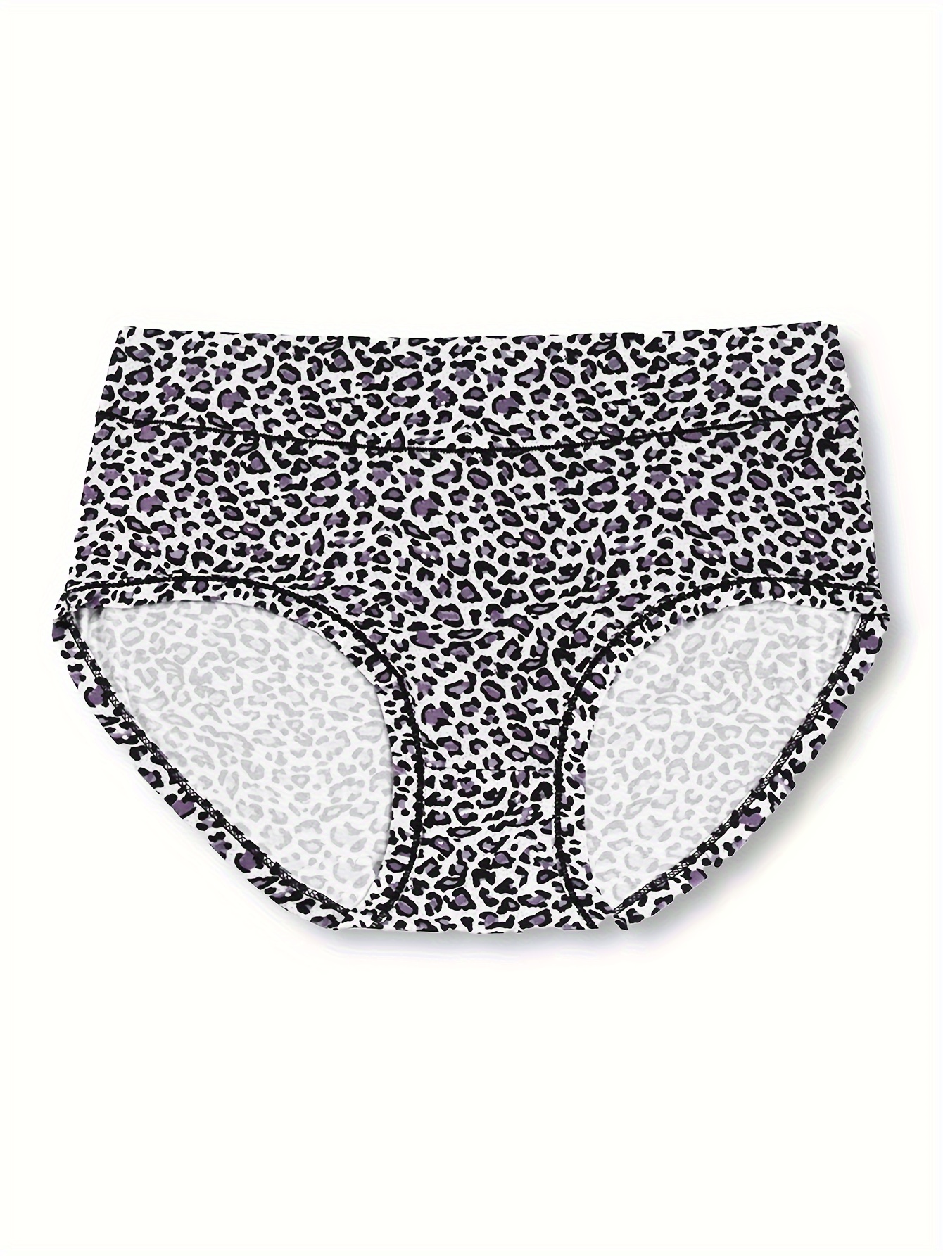 4 Pack Plus Size Soft Leopard Print Briefs Set