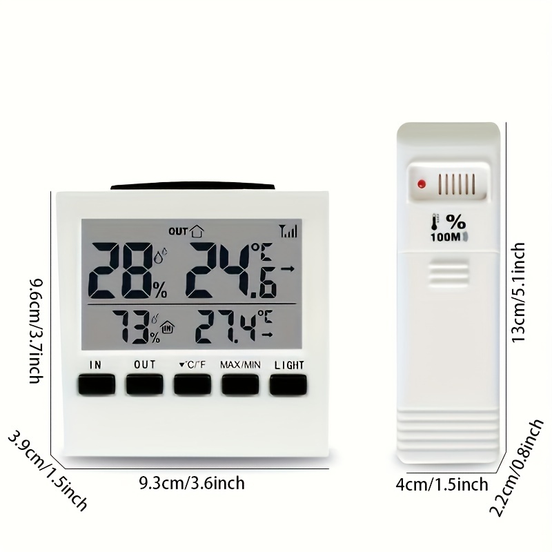 Indoor Outdoor Thermometer Wireless, 4.5 Inch Display Digital Hygrometer
