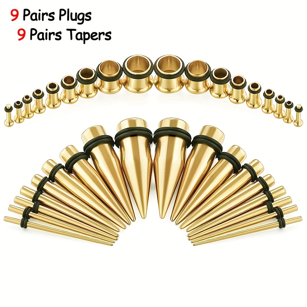 Ear Gauges Stretching Kit Tapers Plugs Eyelets Stainless - Temu