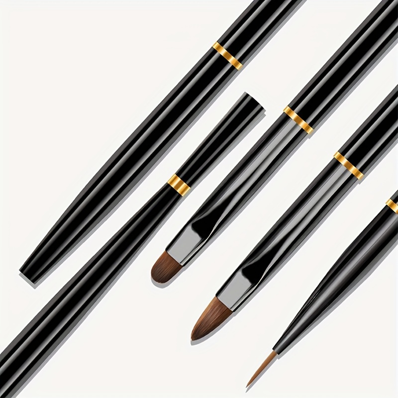 Nail Liner Brush Set Black Handle Nail Drawing Painting Pen - Temu