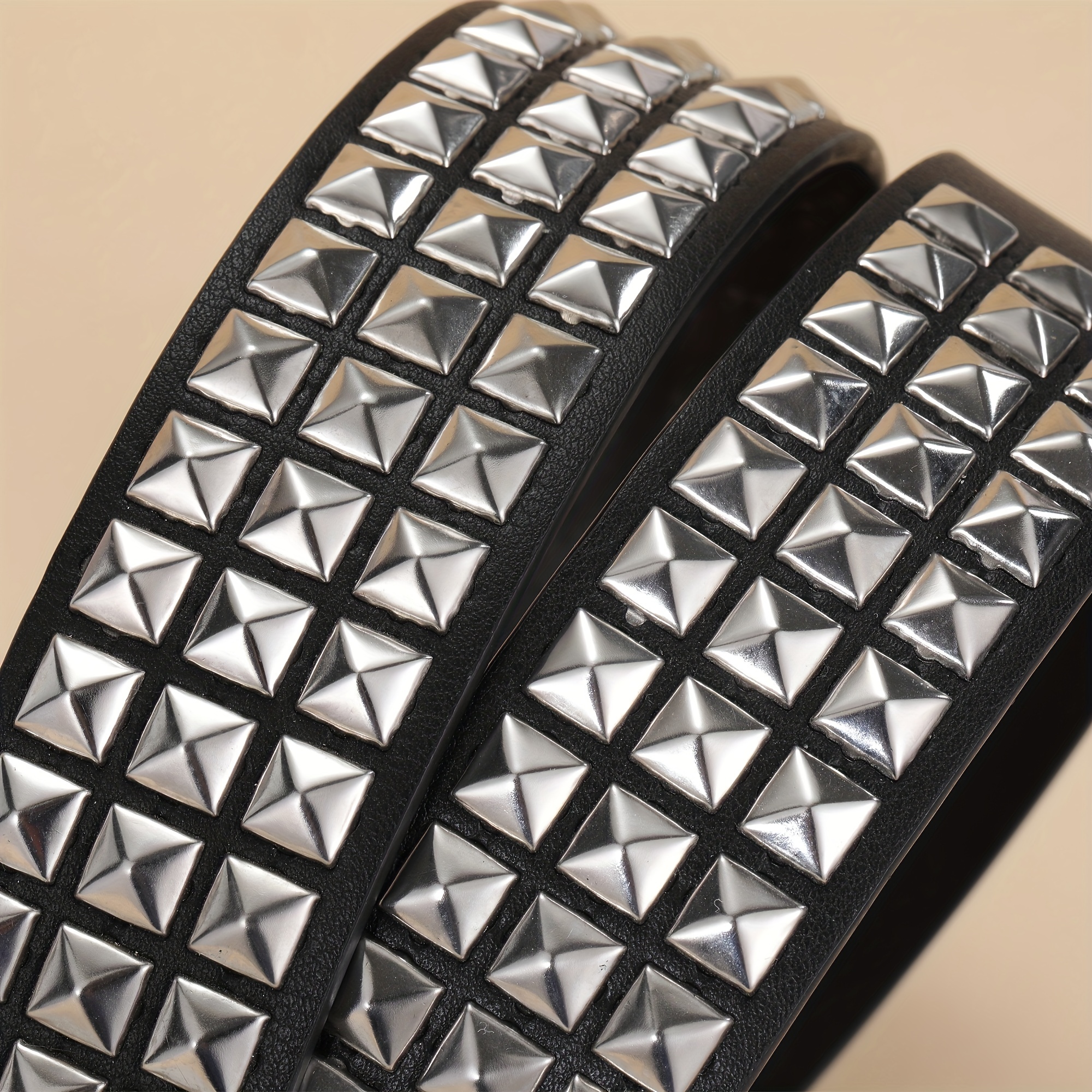 PU Leather Rivet Pin Buckle Belt, Funky Handsome Style