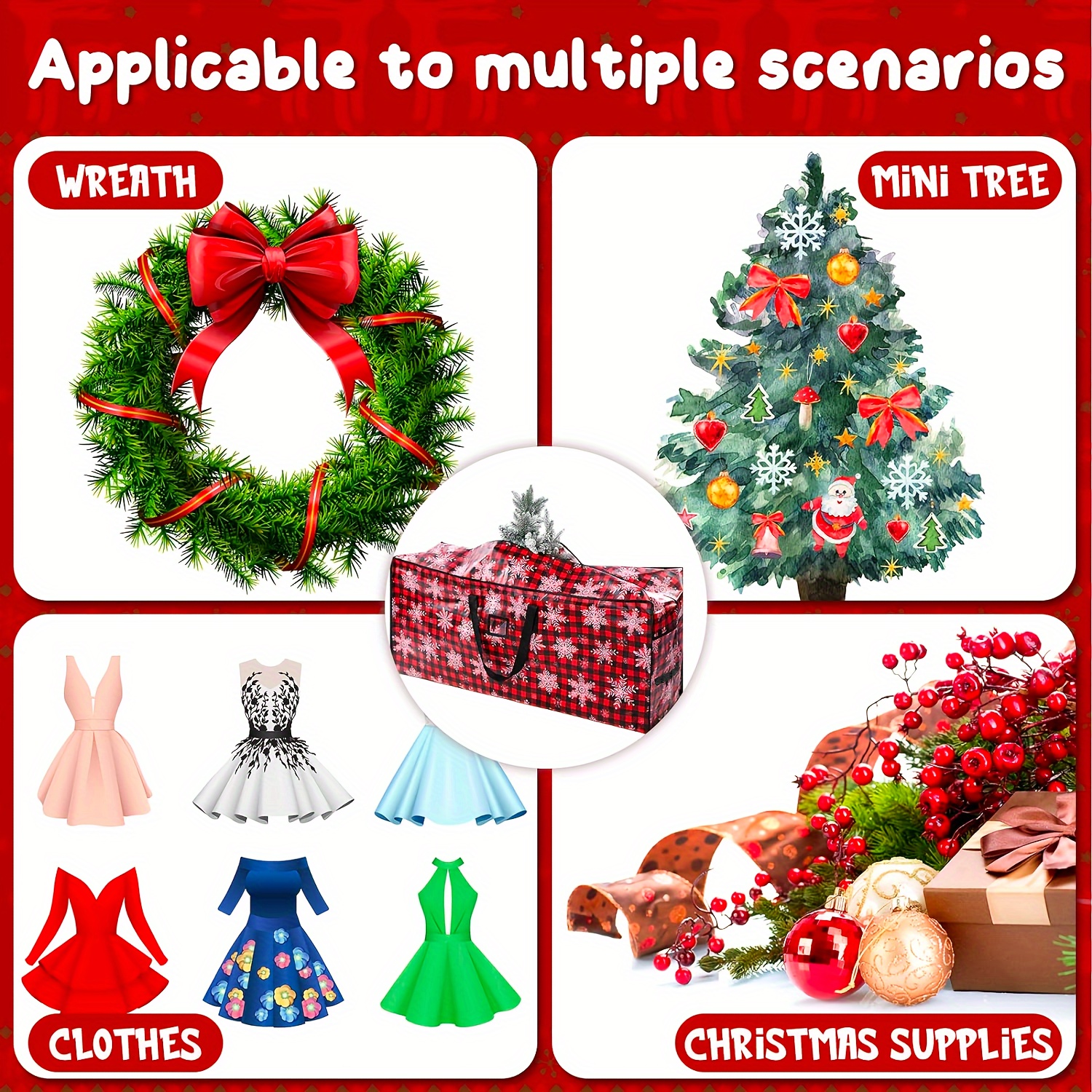 Christmas Gifts on Clearance Cameland Foldable Christmas Tree Wreath Storage Bag Cover Protect Waterproof Large-capacity Quilt Storage Bags Organize