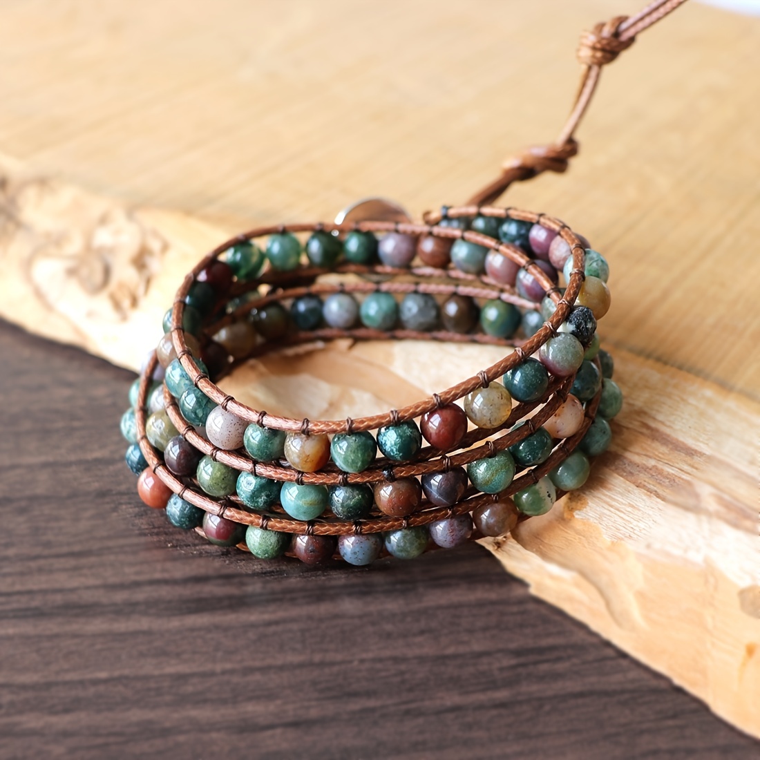 Bohemian-Chic Regalite Stone 3 Layer Wrap Bracelet: Achieve