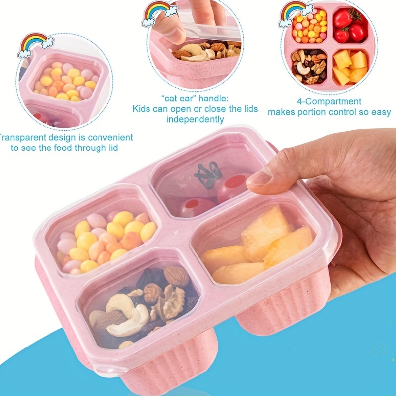 Snack Containers, Divided Bento Snack Box, 4 Compartments Reusable Meal  Prep Lunch Containers For Teens/adults, Food Storage Containers For School  Work Travel - Temu