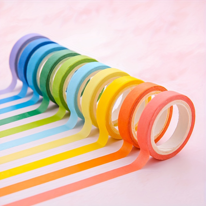 

10 Rolls/box 0.7cm Wide Tearable Rainbow Color Series Washi Tape Masking Tape Handmade Decorative Diy Materials Colored Washi Tape Set/ 10rolls Boxed Rainbow Color Series Washi Tape