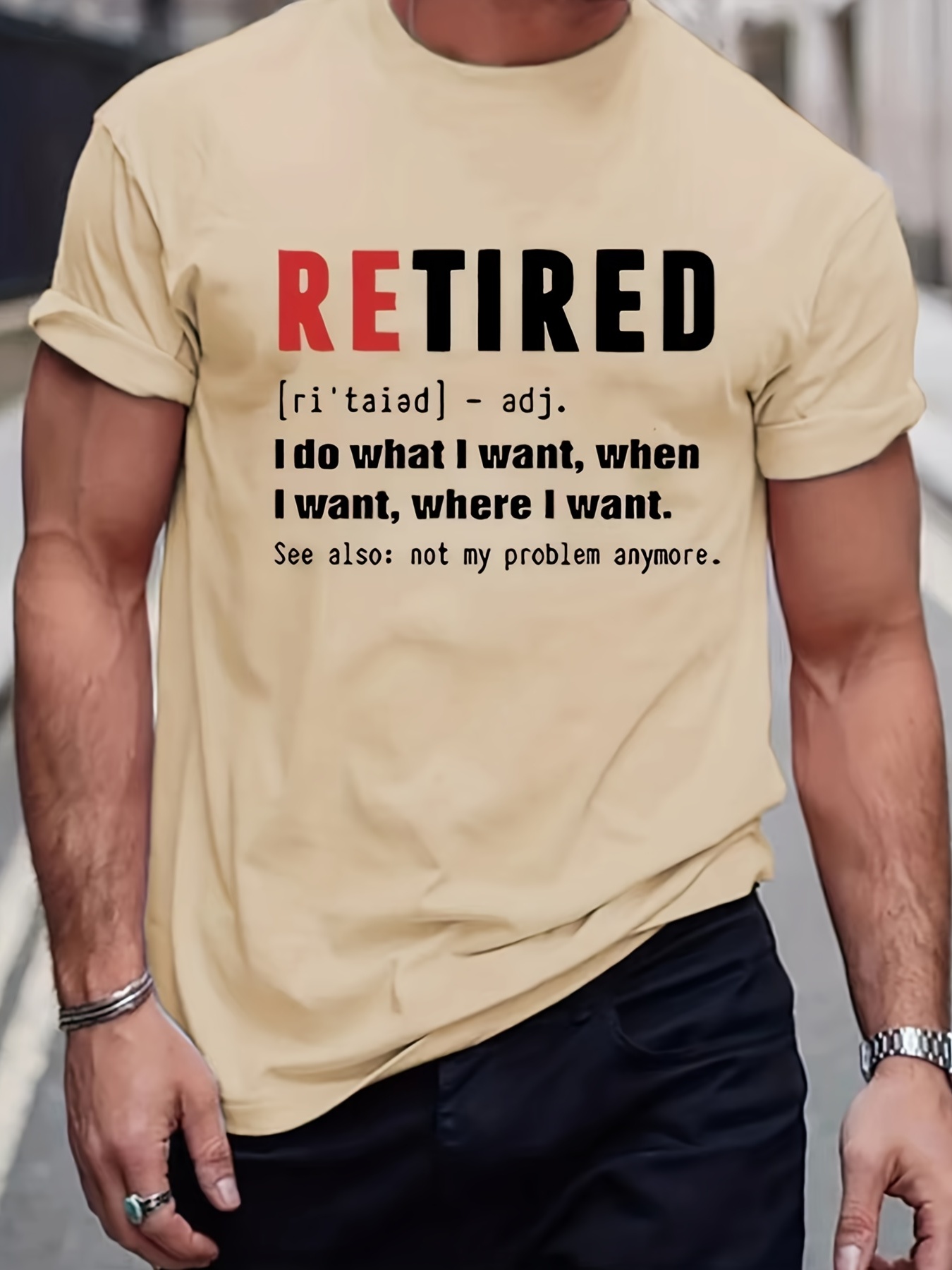 Funny 'retired' Definition Print T Shirt Tees Men Casual - Temu Belgium