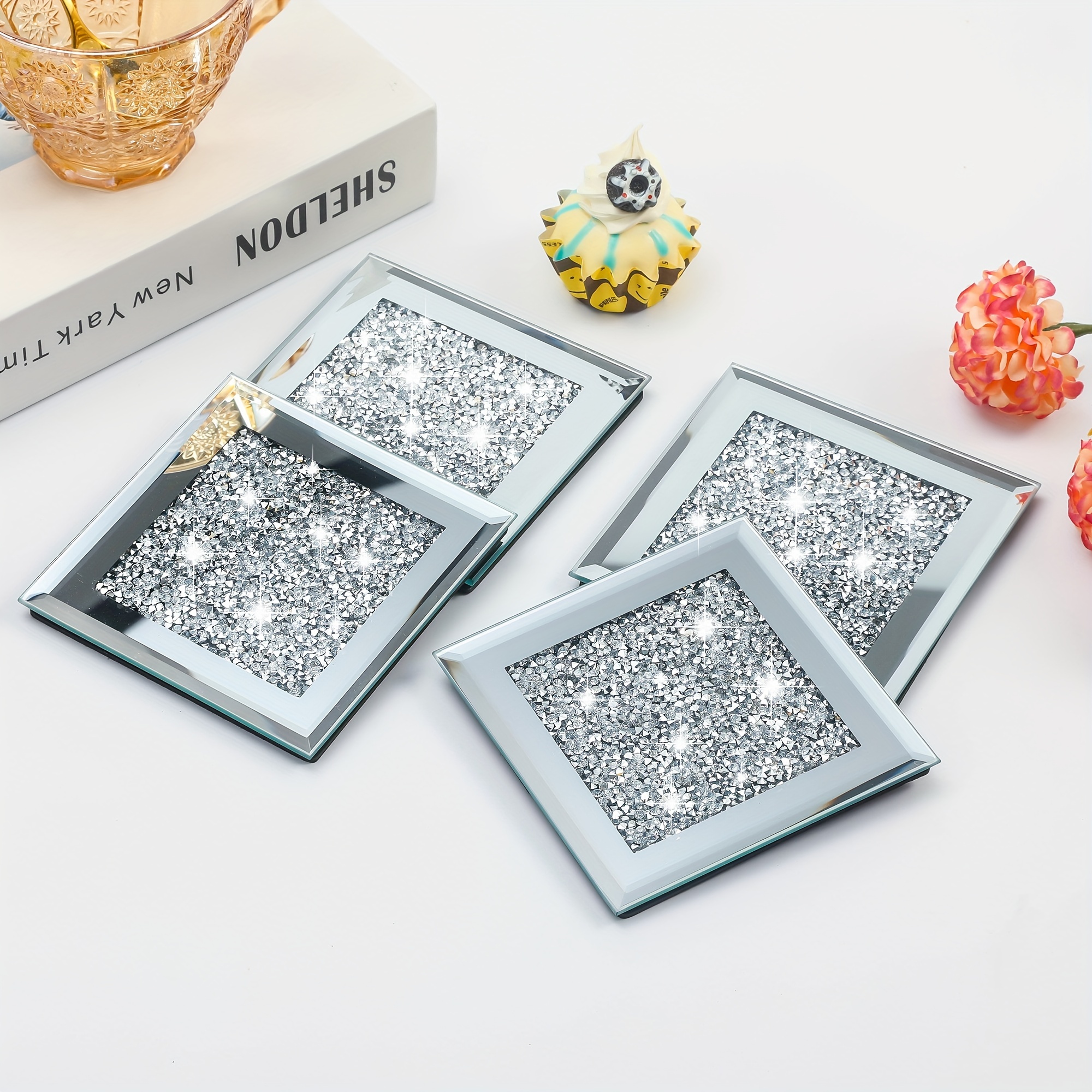 Fabulous Diamond Crushed Glitter Glass Coaster Crystal Coasters for Drinks  - China Coaster and Personalised Coasters price