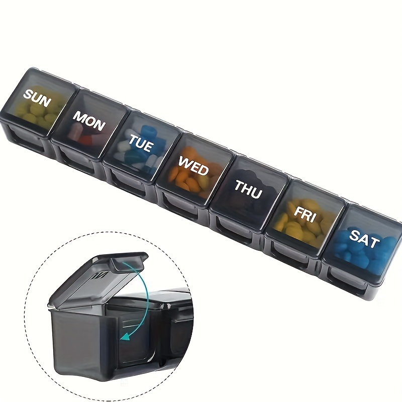 Seven Compartment Transparent Pill Box, Portable Design