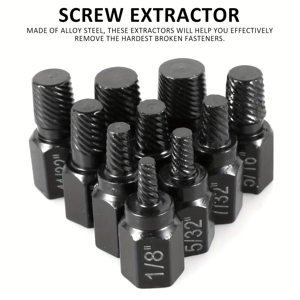 5Pcs 3mm-18mm Steel Screw Extractor Set Bolt Stud Remover Tool Kit