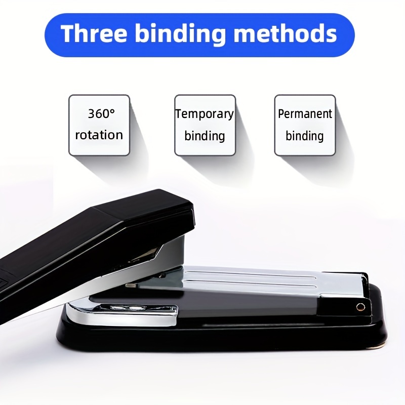 360° Rotatable Stapler, Black Non-slip Desktop Stapler, Can Bind