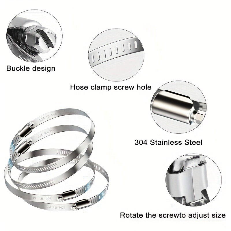 Stainless Steel Duct Clamps Adjustable Hose Clamp Worm Drive - Temu Canada