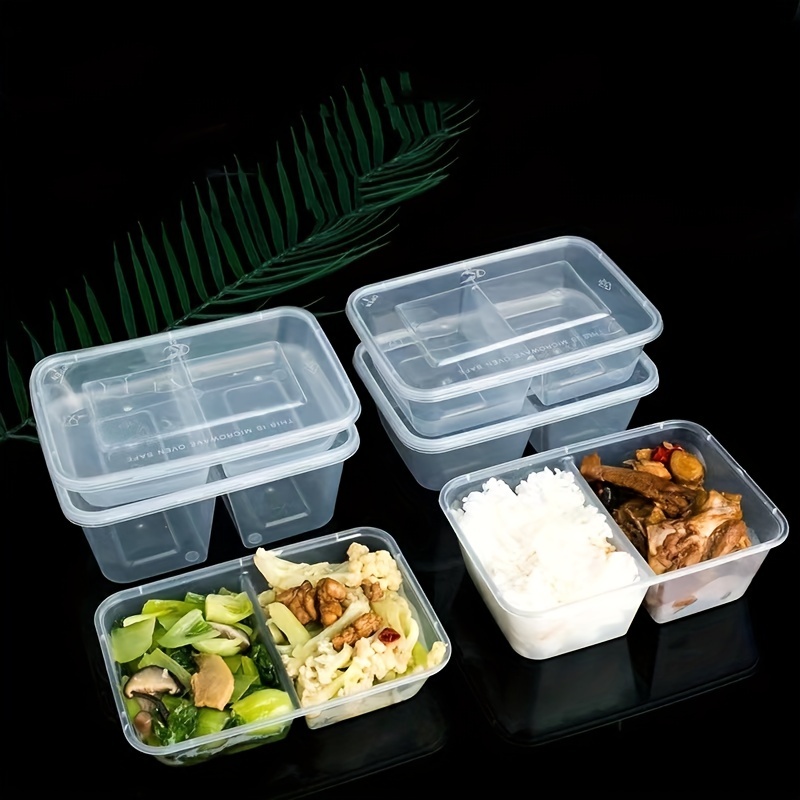 Disposable Transparent Lunch Boxes 2 Compartments Microwave - Temu