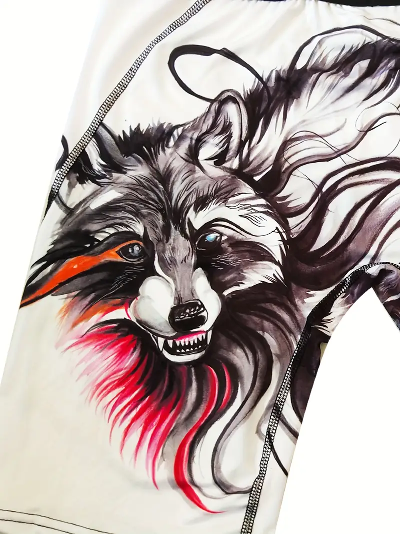 Men's 3d Wolf Print Graphic Long Boxer Briefs Shorts - Temu