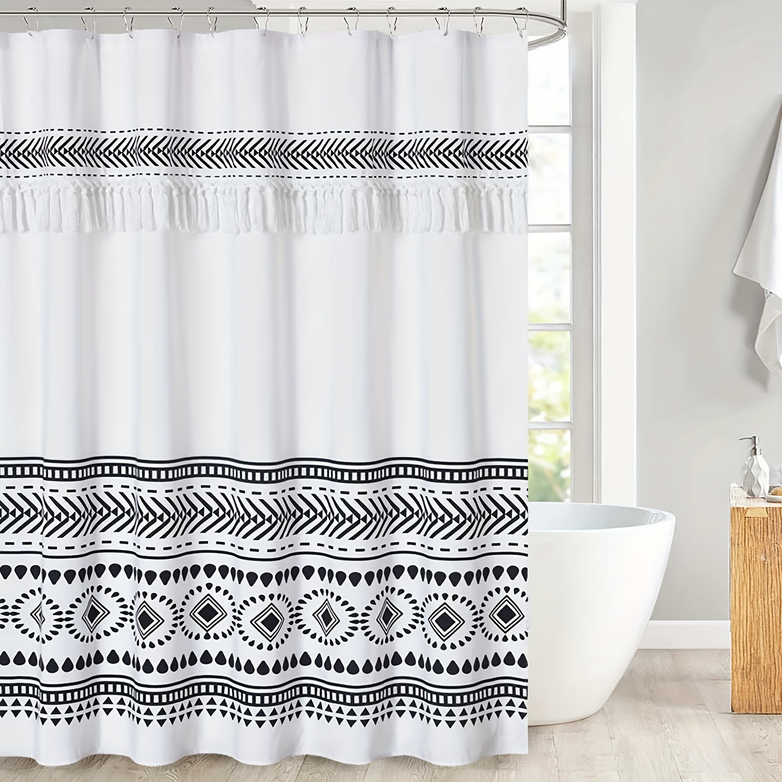 Boho Print Shower Curtain Tassel Waterproof Mildew proof - Temu Canada