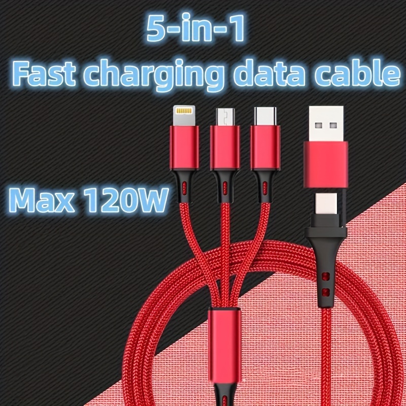 Cable USB 3 en 1, cable portátil rápido de cargador múltiple cable de carga Cable  multi USB Cable de carga rápida con tipo C, puerto micro USB e IP, conector  Fo