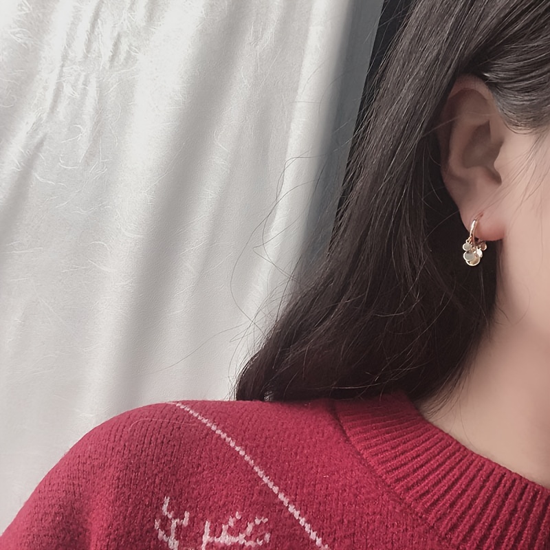 Copper Round Drop Earrings Synthetic Stone Plating Jewelry