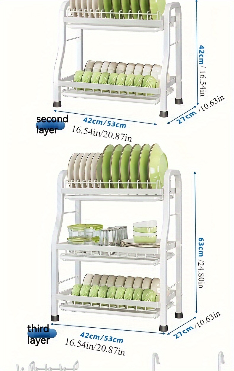1pc сушилки для посуды на столе 2-3 яруса для хранения большой вместимости держатель для сушки посуды многофункциональный держатель для посуды для кухонной стойки и шкафа органайзеры и хранение кухонных аксессуаров детали 12