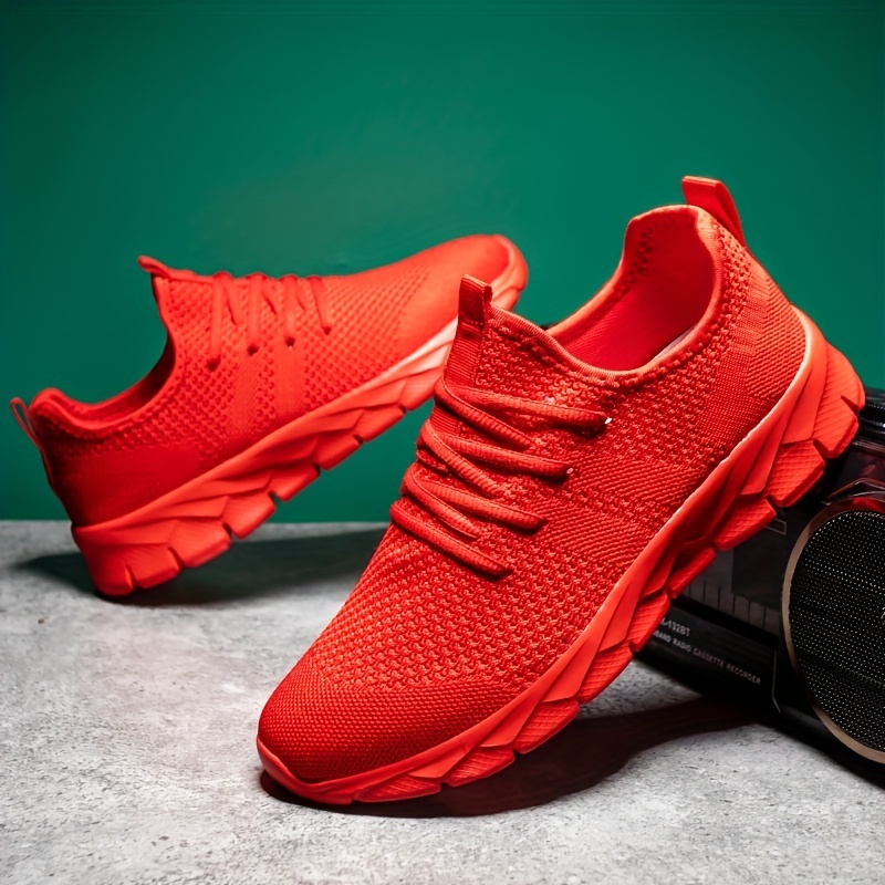 Red Lace Mesh Running Shoes for Women
