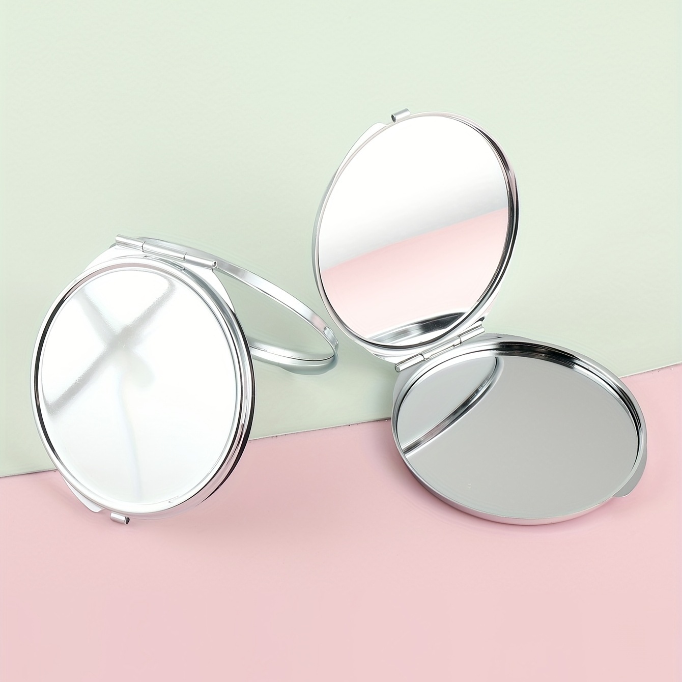 Espejo compacto, espejo de bolsillo, espejo de maquillaje portátil de viaje  con arena movediza con purpurina, espejo pequeño para bolso, espejo