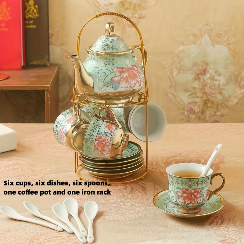 Set de 6 Tasses à café ou thé avec Dessous de Tasses en Céramique Blanche  Paris