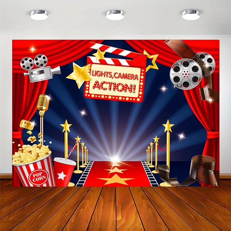 1pc, Large Movie Theme Party Cloth Background for Unforgettable Movie Night  Birthday Celebrations