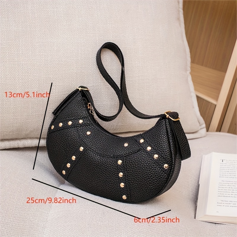 Solid Color Fashion Underarm Bag, Simple Casual Pu Leather Half Moon Bag,  Women's Trendy Versatile Shoulder Bag & Handbag - Temu