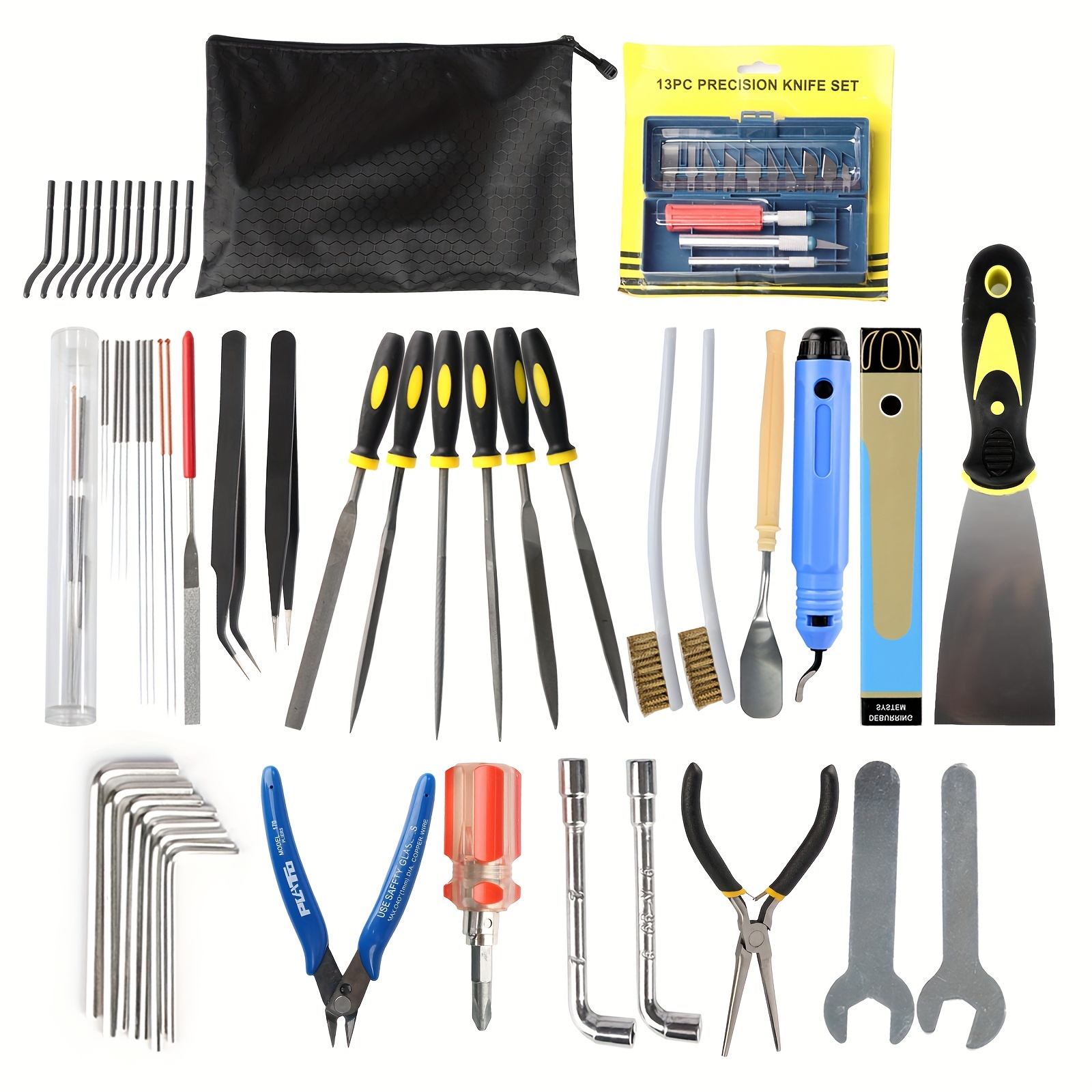 HURRISE kit d'outils d'imprimante 3D Modèle Kit d'outils Pinces Brucelles  File Carving Knife Craft Tools Set pour l'impression 3D