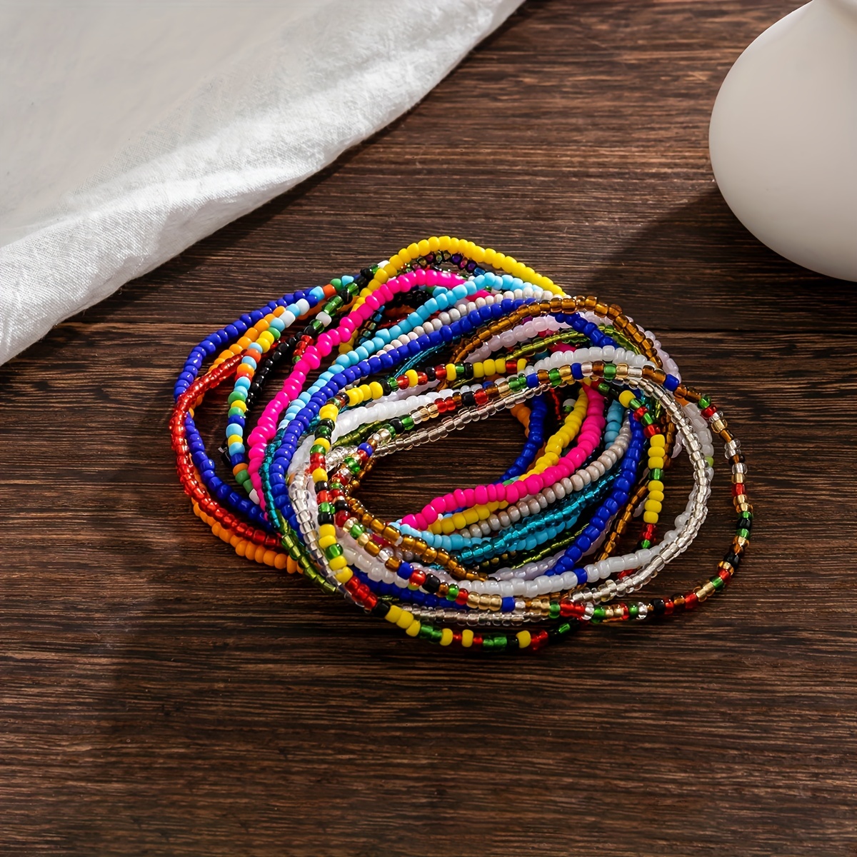 20 Pcs Stackable Beaded Anklet Set for Summer Beach