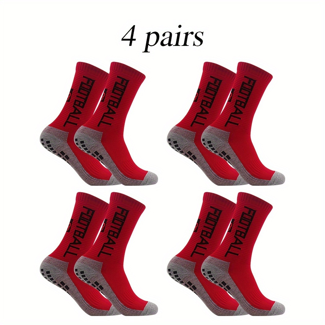4 Pairs Non Slip Soccer Socks Breathable Crew Socks