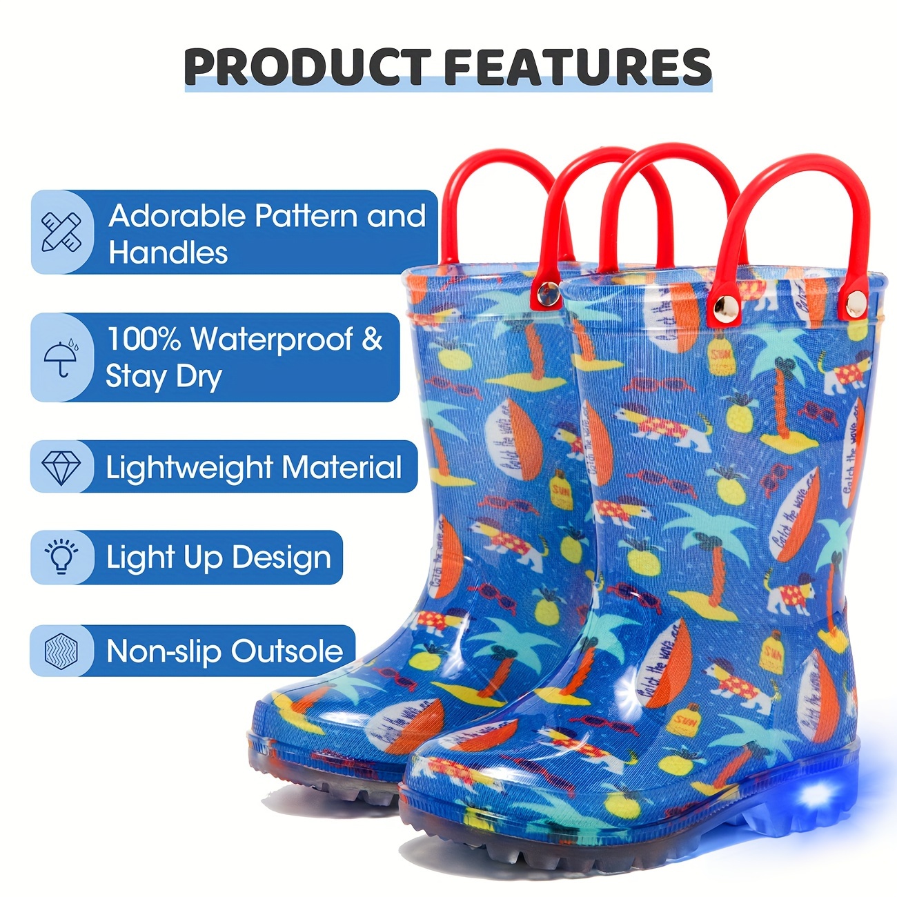 Girl's Cute Animals Patterm PVC Rain Boots, Creative Shiny Shoes, Slip On Non-slip Durable Waterproof Comfy Rain Shoes For Outdoor Working Fishing