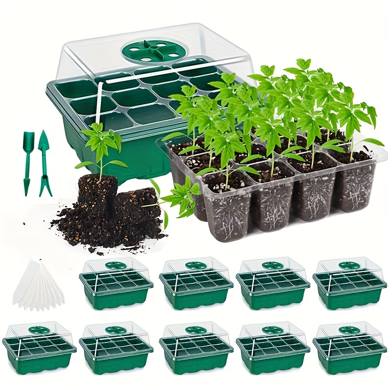 2pcs 24 Cells Silicone Seed Starter Tray, Flexible Seedling Starter Trays,  Germination Tray With Humidity Dome & Lids(4in Height), Reusable &  Dishwasher Safe, BPA-Free