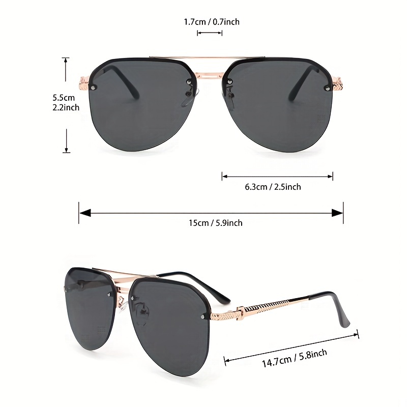 Top Bar Aviator Fashion Sunglasses For Women Men Gradient Rimless Metal  Shades For Beach Driving, Uv400 - Temu