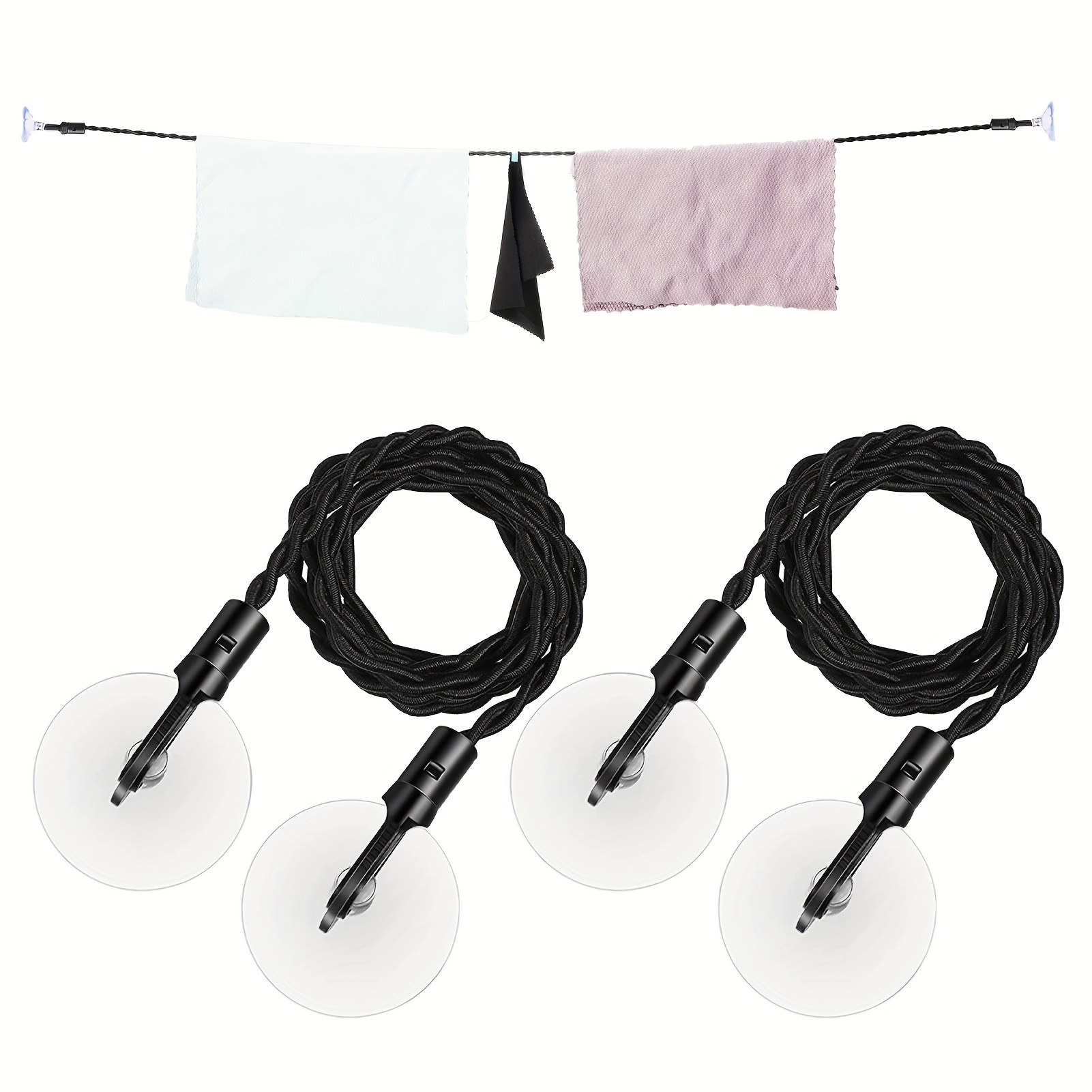 Black Suction Cup Clothesline Clothes Drying Rope Indoor - Temu