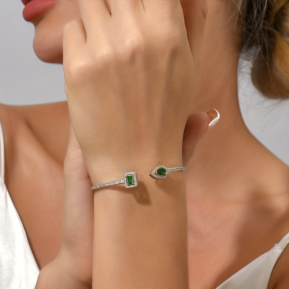 elegant cubic zirconia open cuff bracelet for   for   gifts   6