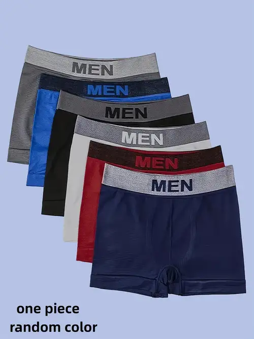 Men's 'hello' Print Fashion Striped Plain Color Boxers - Temu