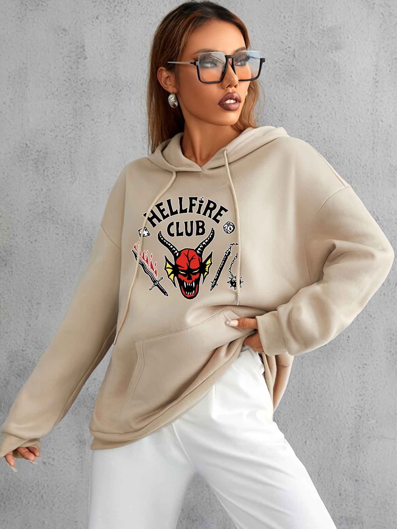 Letter Graphic Print Kangaroo Pocket Hoodie, Men's Casual Hooded Sweatshirt Hoodie,Temu