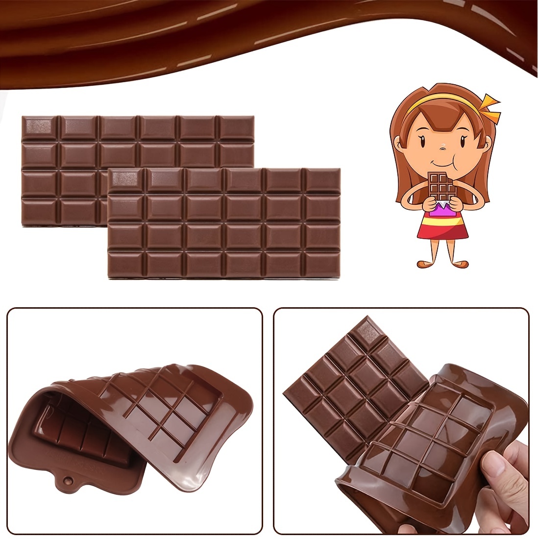 Candy Bar Molds, Chocolate Bar Molds, Silicone Square Mold Suitable for  Waffle Home Biscuits Cakes Jellies