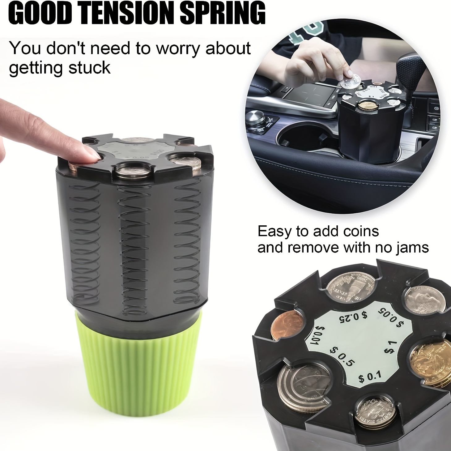 Car Coin Holder Storage Organizer for Variety of Coins