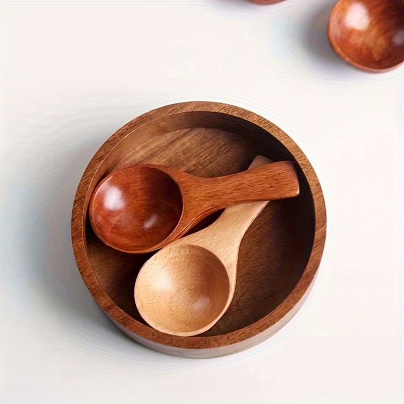 

6/12pcs Mini Wooden Spoons With Short Handles - Ice Cream, Coffee, Desserts & - Solid Wood Kitchen Utensils