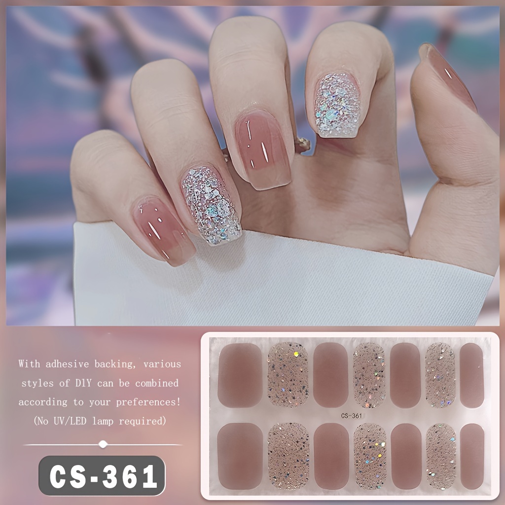 Nail Stickers Pink Style Full Wraps Polish Stickers Self-Ashesive