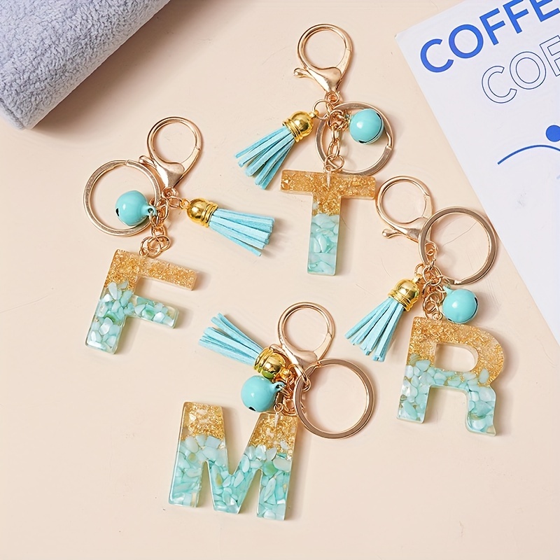 Golden Glitter Initial Letter Keychain Alphabet Key Chain - Temu