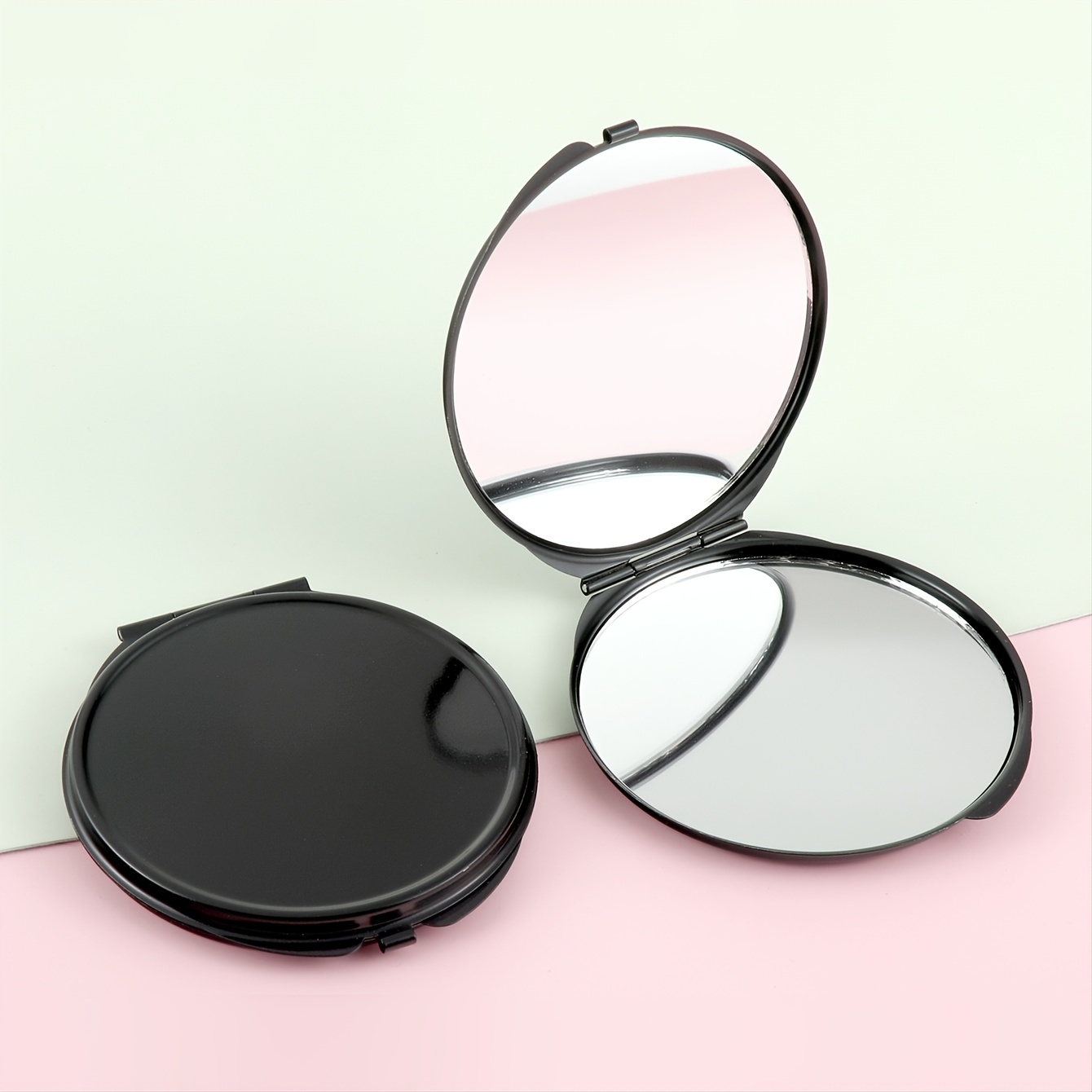 Black Double Sided Makeup Mirror Compact Portable Handbag Mirror Ideal For Party And Travel
