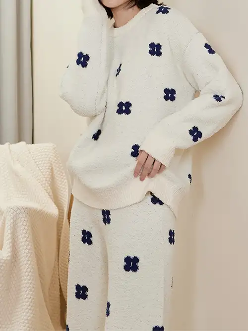  Women's Pj Set Sleepwear Winter Warm 2 Piece Pajamas Tops with  Long Sleep Pants Pjs Set Black : Clothing, Shoes & Jewelry