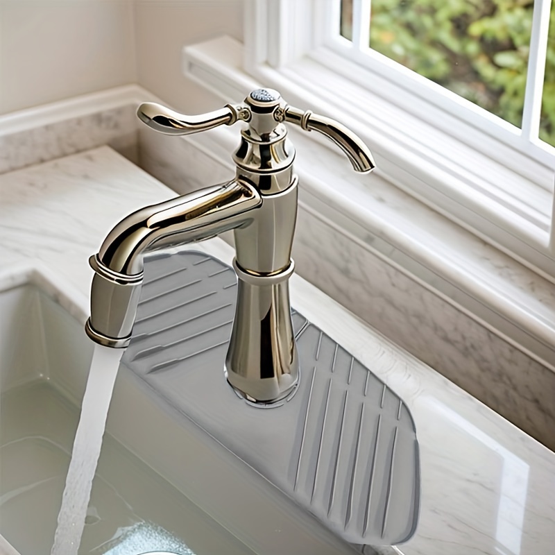 24 inch Sink Splash Guard Mat, Silicone Faucet Handle Drip Catcher