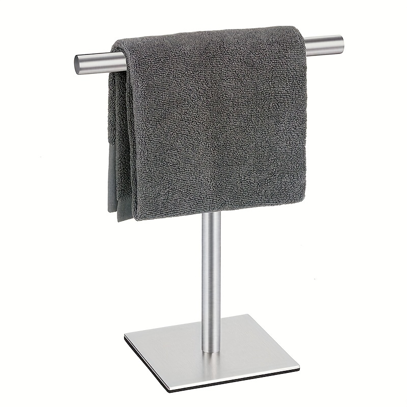 3-Bar Freestanding Towel Rack 3 Swivel Arms Square Base in White